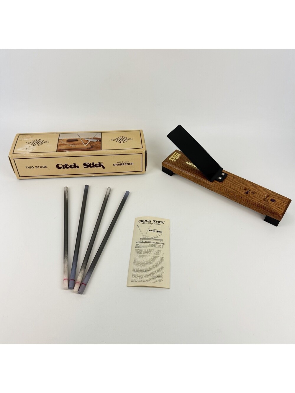 Vintage Crock Stick Two Stage Four Rod Knife Scissor Sharpener